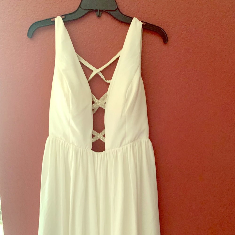 White Sheath Dress with Sequin Detail